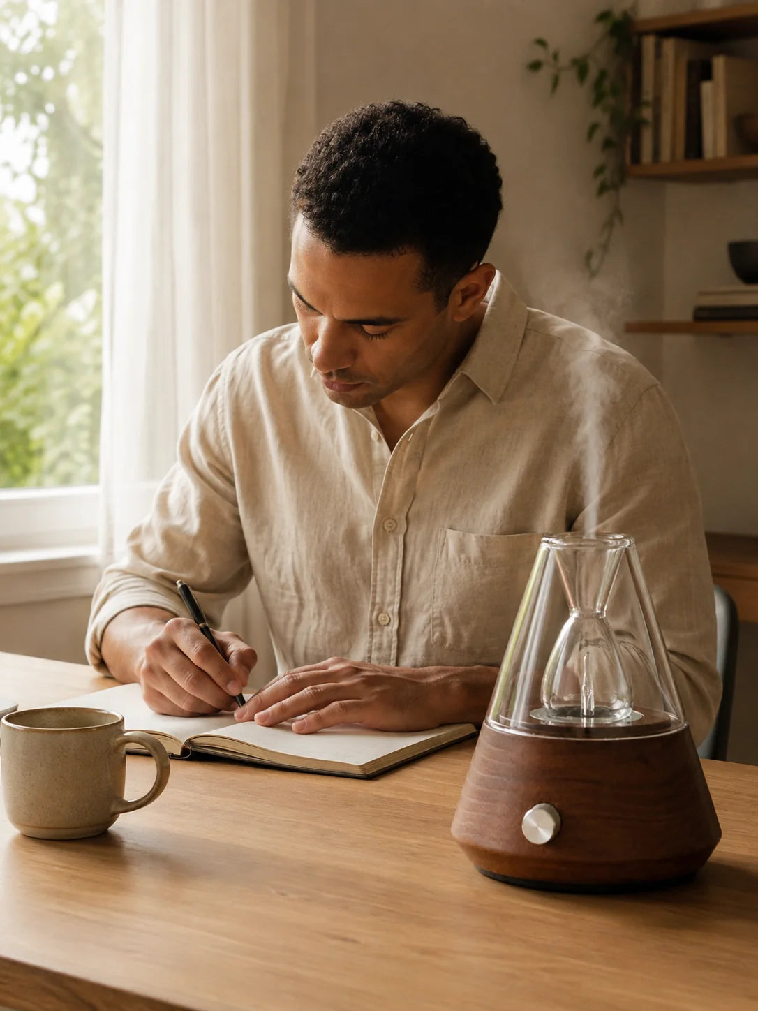 MISTRUNE babel diffuser lifestyle scene: A little time to write