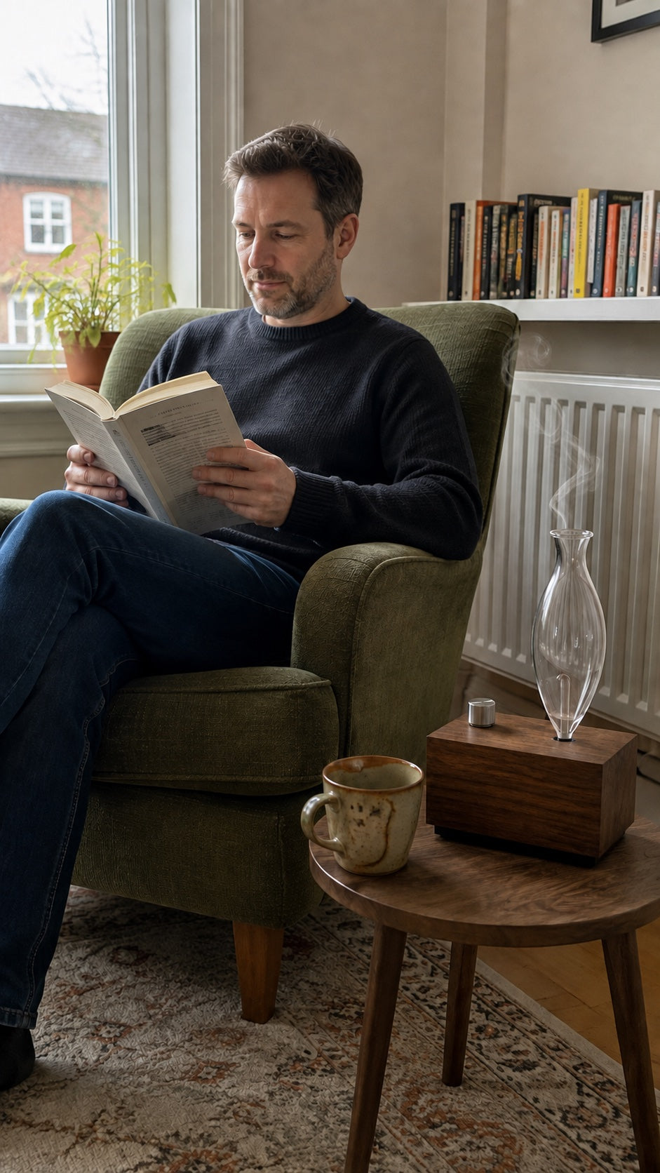 AI-created lifestyle illustration: Afternoon reading · AI-created scene